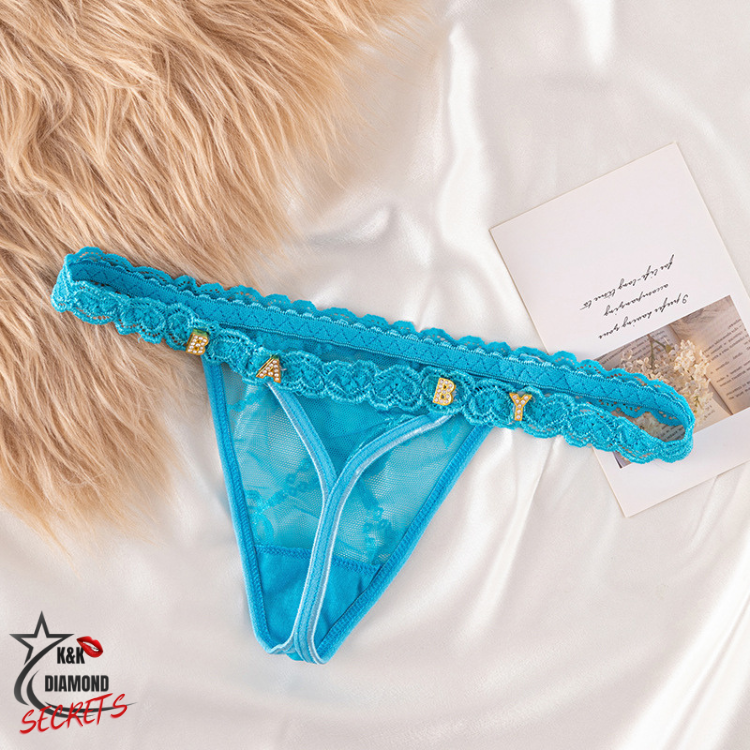 Calcinha Renda coração Com Letras de Strass