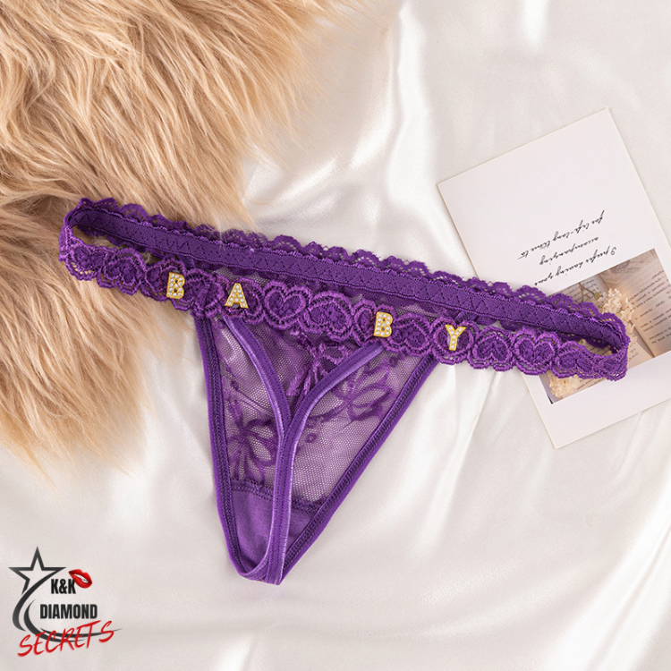 Calcinha Renda coração Com Letras de Strass