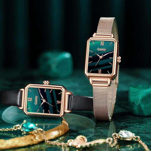 Relogio Feminino Luxury + Pulseira Quartzo Verde